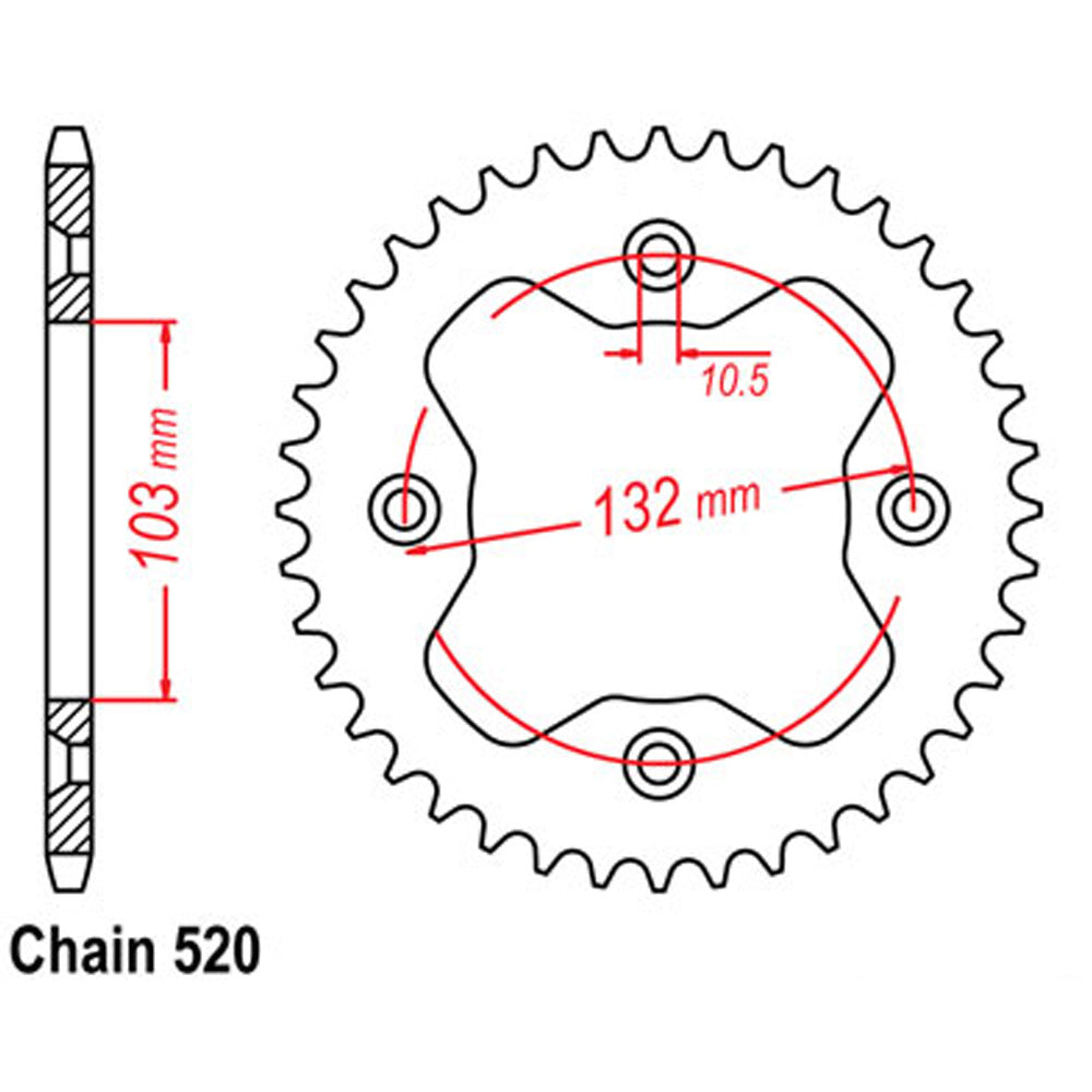 JT - REAR ALLOY RACING SPROCKET  #520 - SILVER - KTM ATV