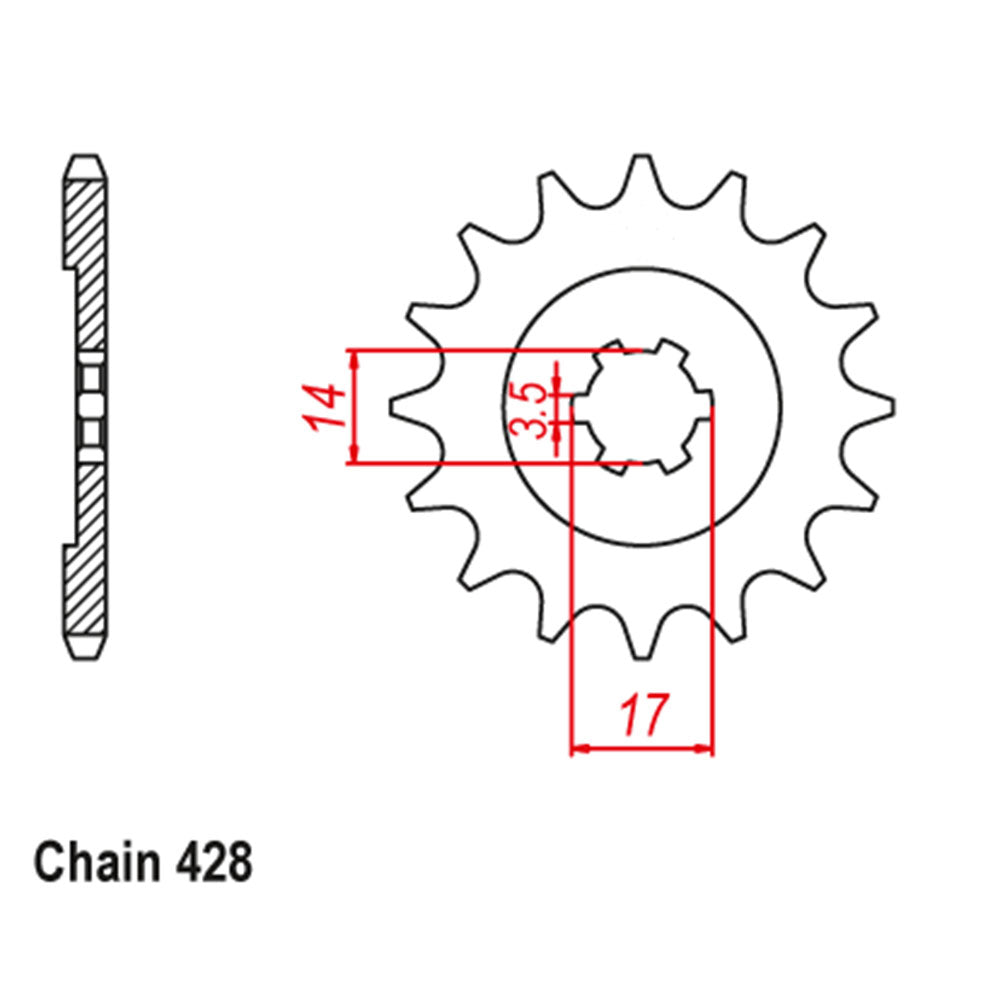 FRONT SPROCKET - STEEL  14T 428P