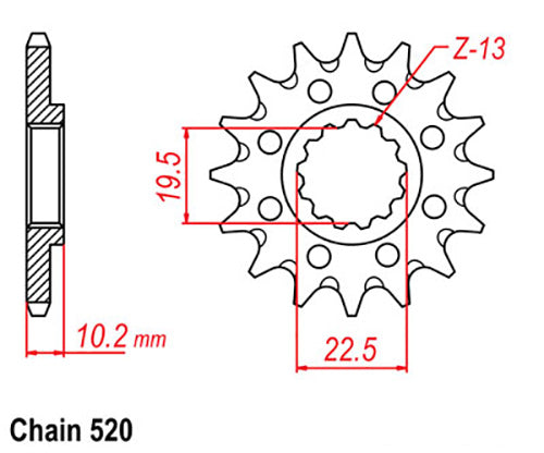 FRONT SPROCKET - STEEL  13T 520P