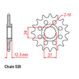 FRONT SPROCKET - STEEL  16T 520P