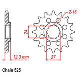 FRONT SPROCKET - STEEL  16T 525P