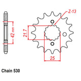 FRONT SPROCKET - STEEL W/-RUBBER CUSH 18T 530P