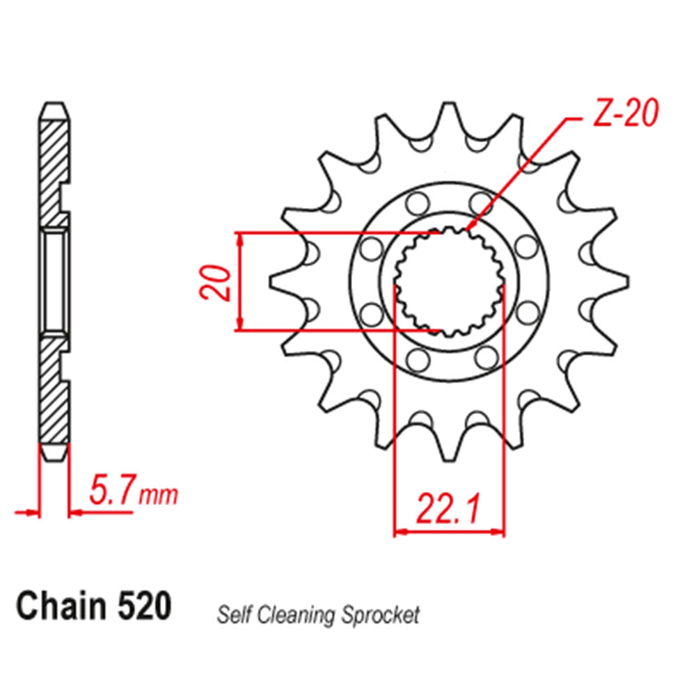 FRONT SPROCKET - STEEL  13T 520P