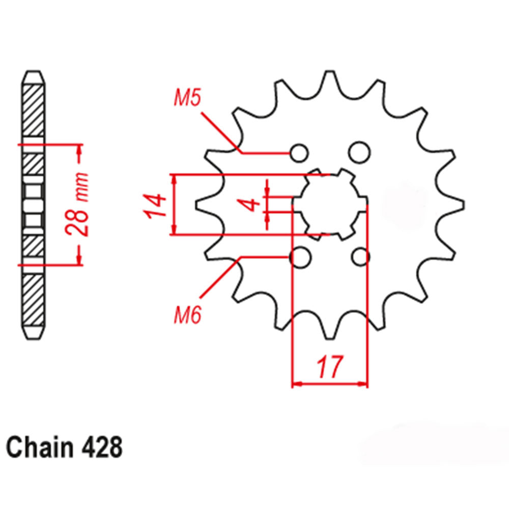 FRONT SPROCKET - STEEL  13T 428P