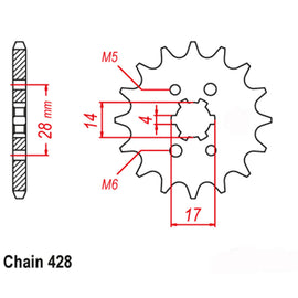 FRONT SPROCKET - STEEL  13T 428P