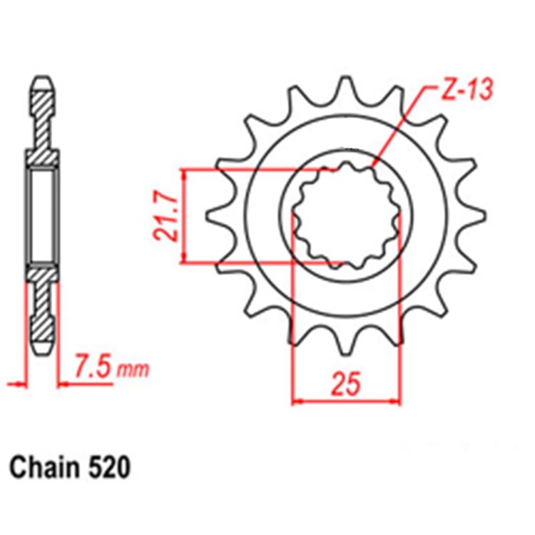 FRONT SPROCKET - STEEL  14T 520P