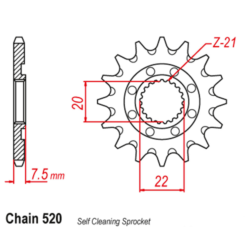 FRONT SPROCKET - STEEL  12T 520P