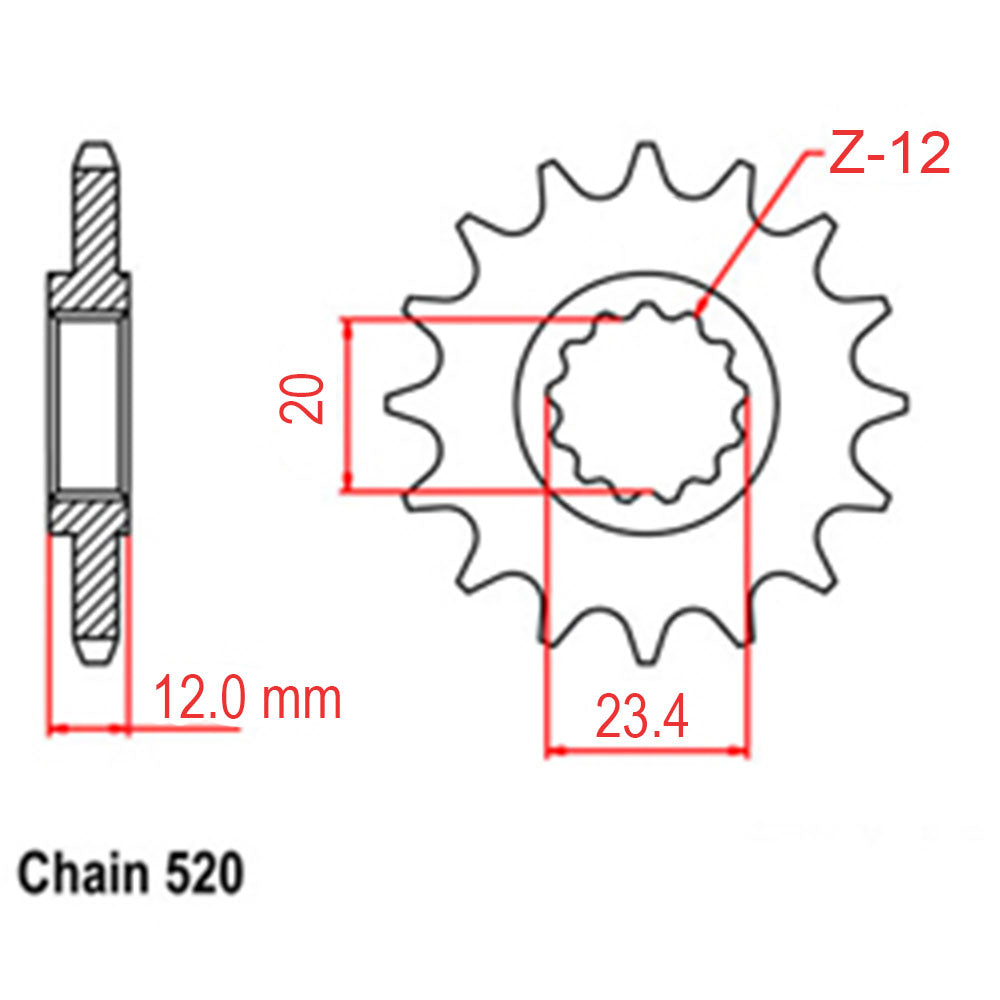 FRONT SPROCKET - STEEL 12T 520P