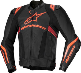 Alpinestars Missile V3 Ignition Leather Jacket - Black-White/Fluro-Red