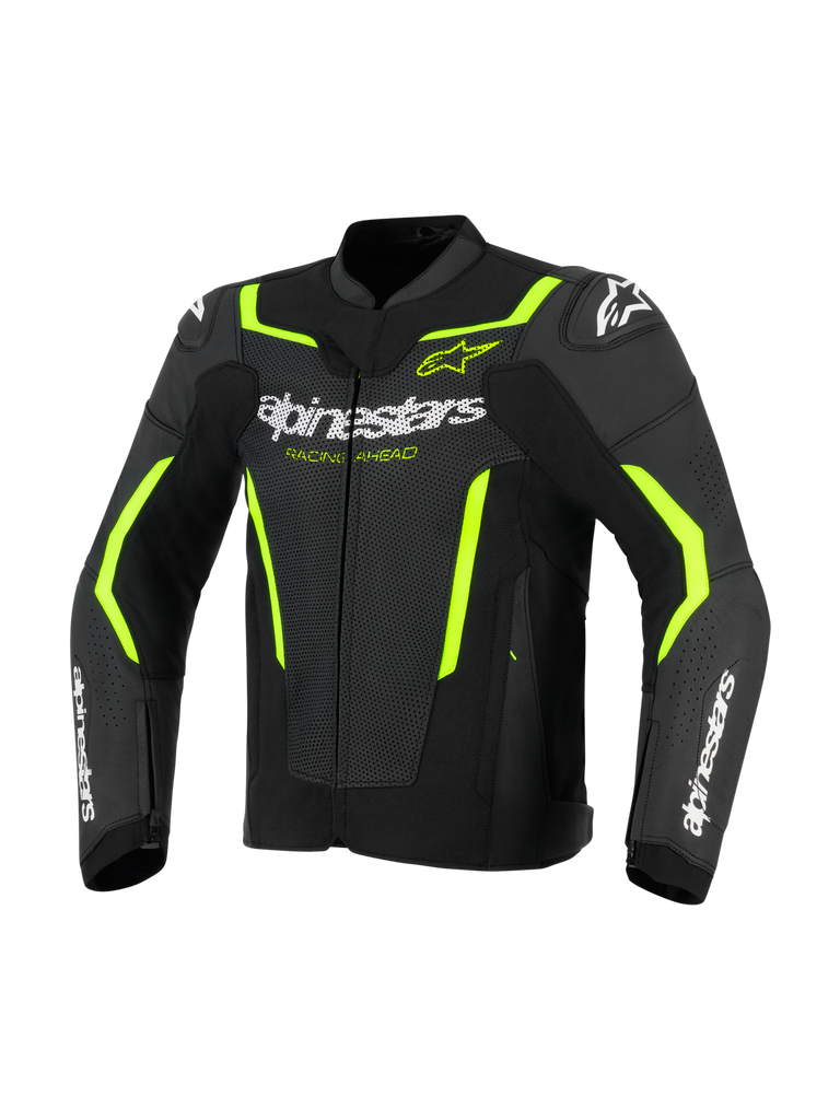 Alpinestars GP Force V2 Airflow Leather Jacket - Black / Fluro Yellow