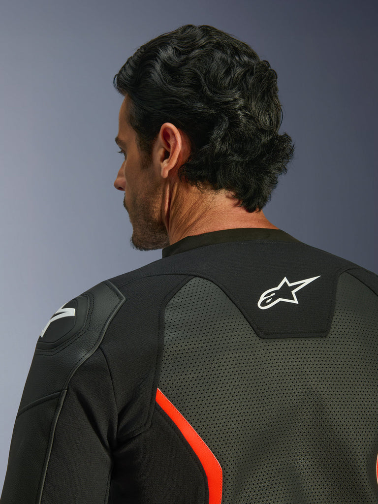 Alpinestars GP Force V2 Airflow Leather Jacket - Black / Fluro Red