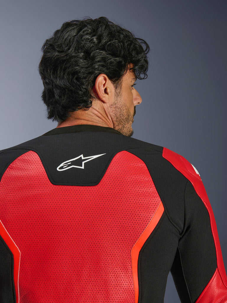 Alpinestars GP Force V2 Airflow Leather Jacket - Red / Fluro Red