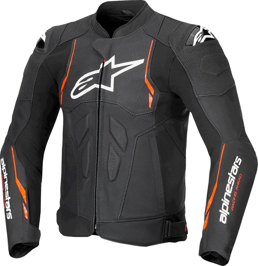 Alpinestars Dusk Airflow Leather Jacket - Black/Fluro-Red