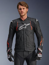 Load image into Gallery viewer, Alpinestars Dusk Airflow Leather Jacket - Black/Fluro-Red