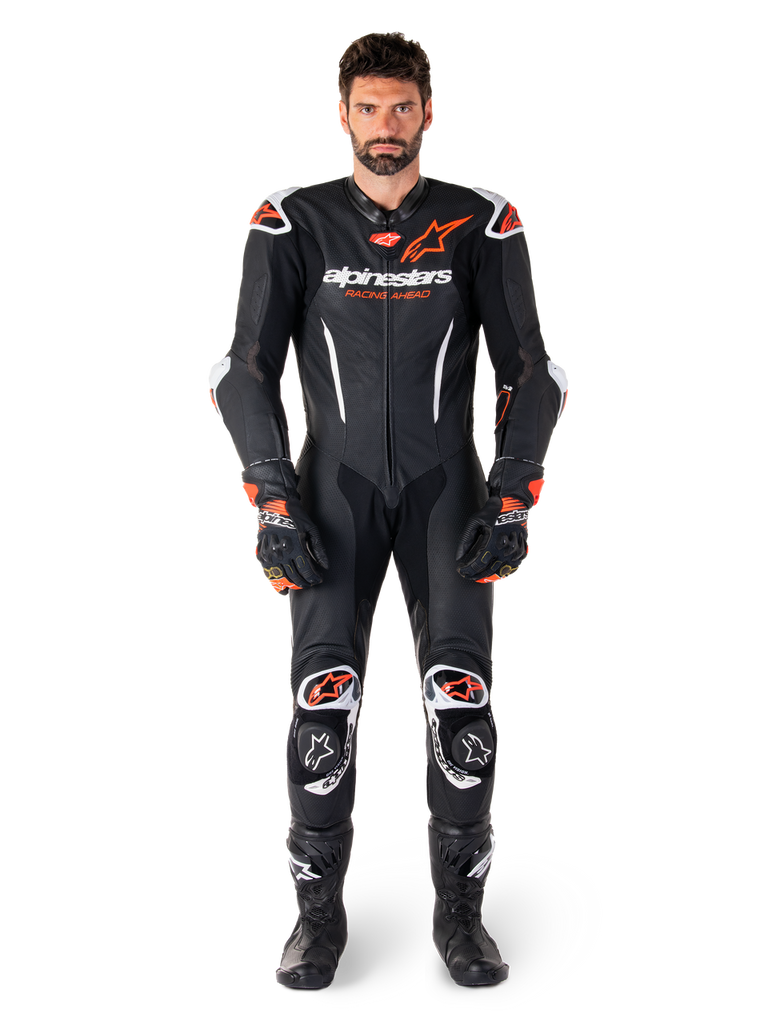 Alpinestars GPR7 1Pc Leather Suit - Black White Fluro Red