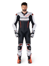 Alpinestars GPR7 1Pc Leather Suit - White Black Fluro Red