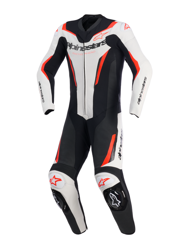 Alpinestars GP Force V2 One-Piece Leather Suit - White / Black / Fluro Red