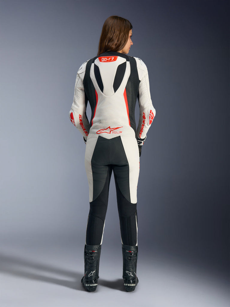 Alpinestars Women's GPR7 One-Piece Leather Suit - White / Black / Fluro Red