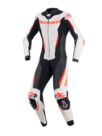 Alpinestars Women's GPR7 One-Piece Leather Suit - White / Black / Fluro Red