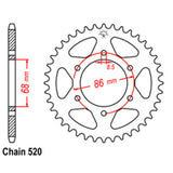 REAR SPROCKET - STEEL 37T 520P