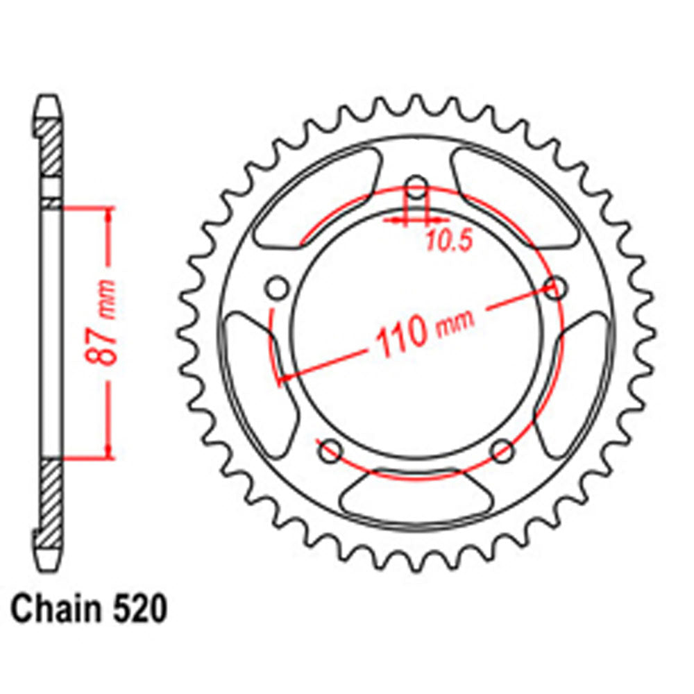 REAR SPROCKET - STEEL 39T 520P