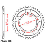 REAR SPROCKET - STEEL 47T 520P