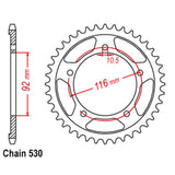 REAR SPROCKET - STEEL 42T #530