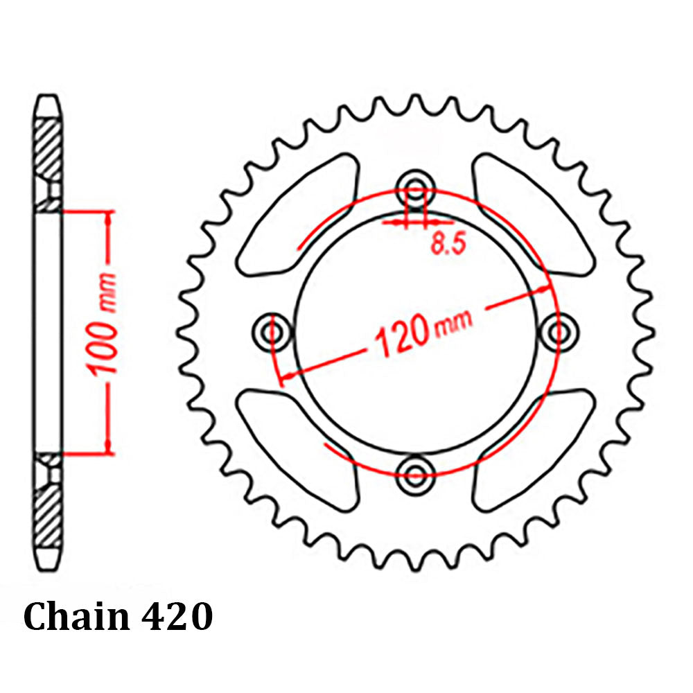 REAR SPROCKET - STEEL 45T 420P