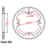 REAR SPROCKET - STEEL 38T 520P