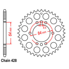 REAR SPROCKET - STEEL 45T 428P D/D
