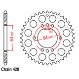 REAR SPROCKET - STEEL 45T 428P D/D