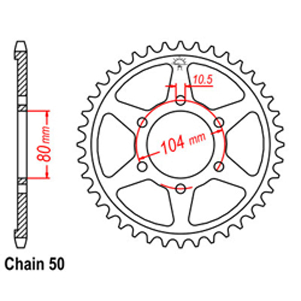 REAR SPROCKET - STEEL 38T 530P