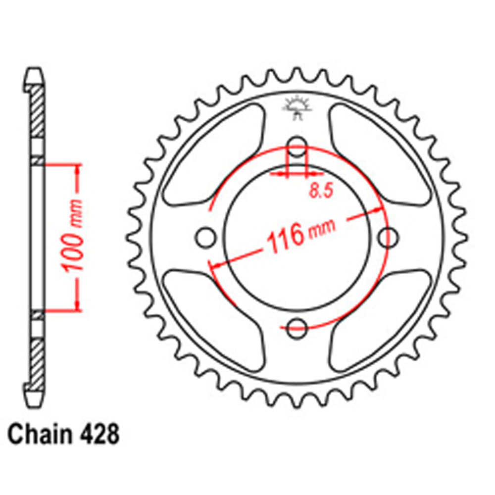 REAR SPROCKET - STEEL 50T 428P