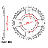 REAR SPROCKET - STEEL 50T 428P