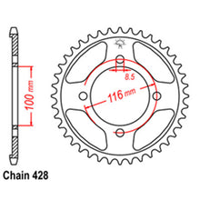 Load image into Gallery viewer, REAR SPROCKET - STEEL 51T 428P