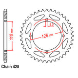 REAR SPROCKET - STEEL 47T 428P