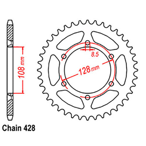 REAR SPROCKET - STEEL 48T 428P