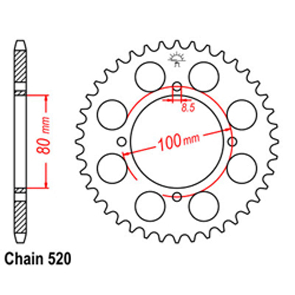 REAR SPROCKET - STEEL 39T 520P D/D