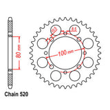 REAR SPROCKET - STEEL 43T 520P D/D