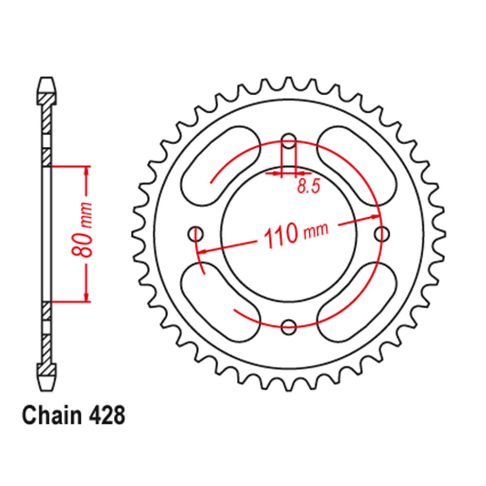 REAR SPROCKET - STEEL 41T 428P CBF125M