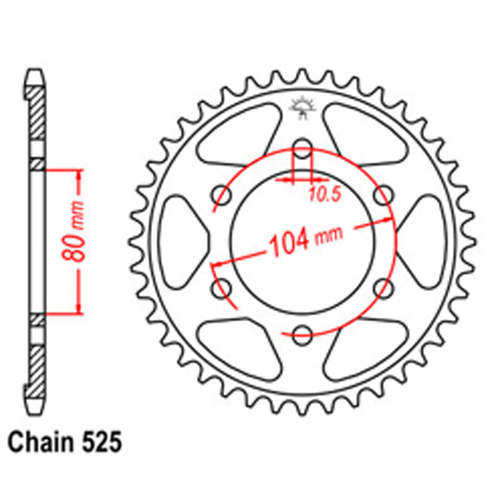 REAR SPROCKET - STEEL 42T 525P