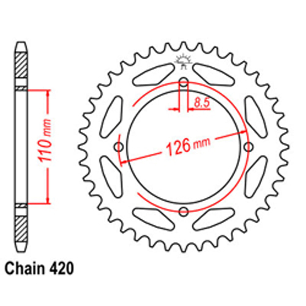 REAR SPROCKET - STEEL 43T 420P