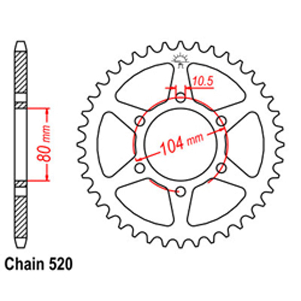 REAR SPROCKET - STEEL 42T 520P