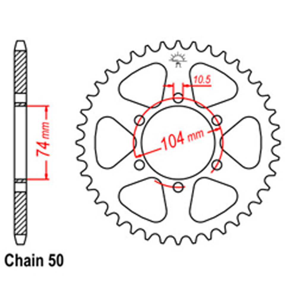 REAR SPROCKET - STEEL 42T 530P