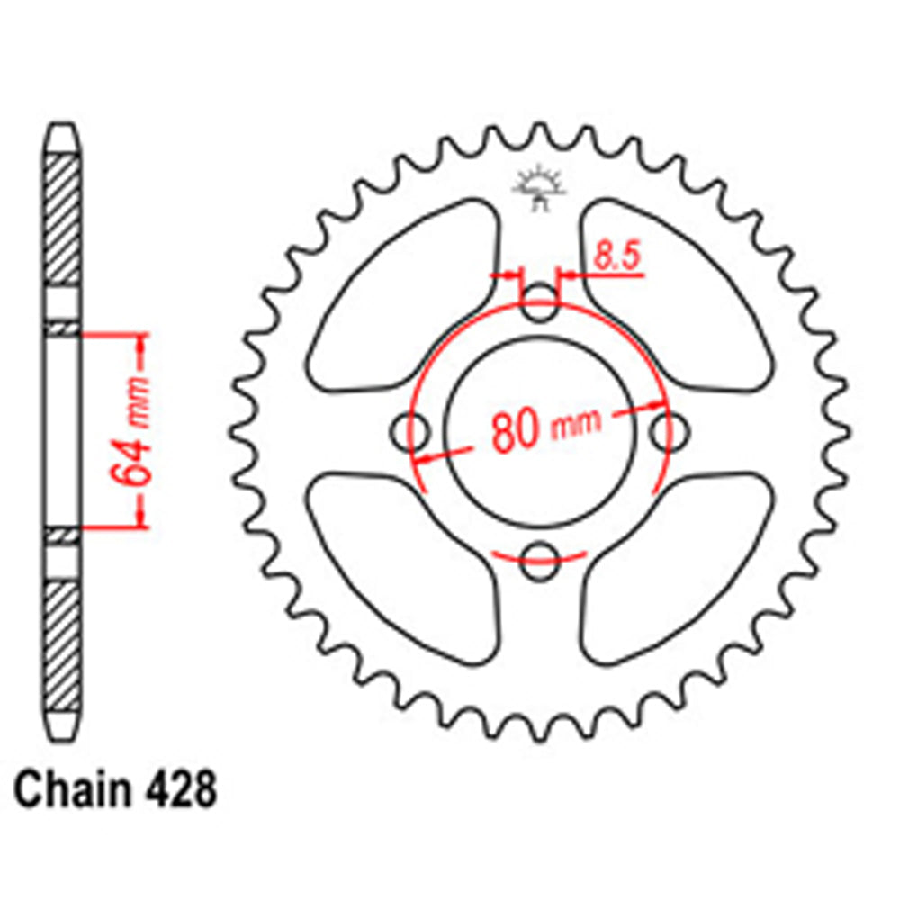 REAR SPROCKET - STEEL 36T 428P