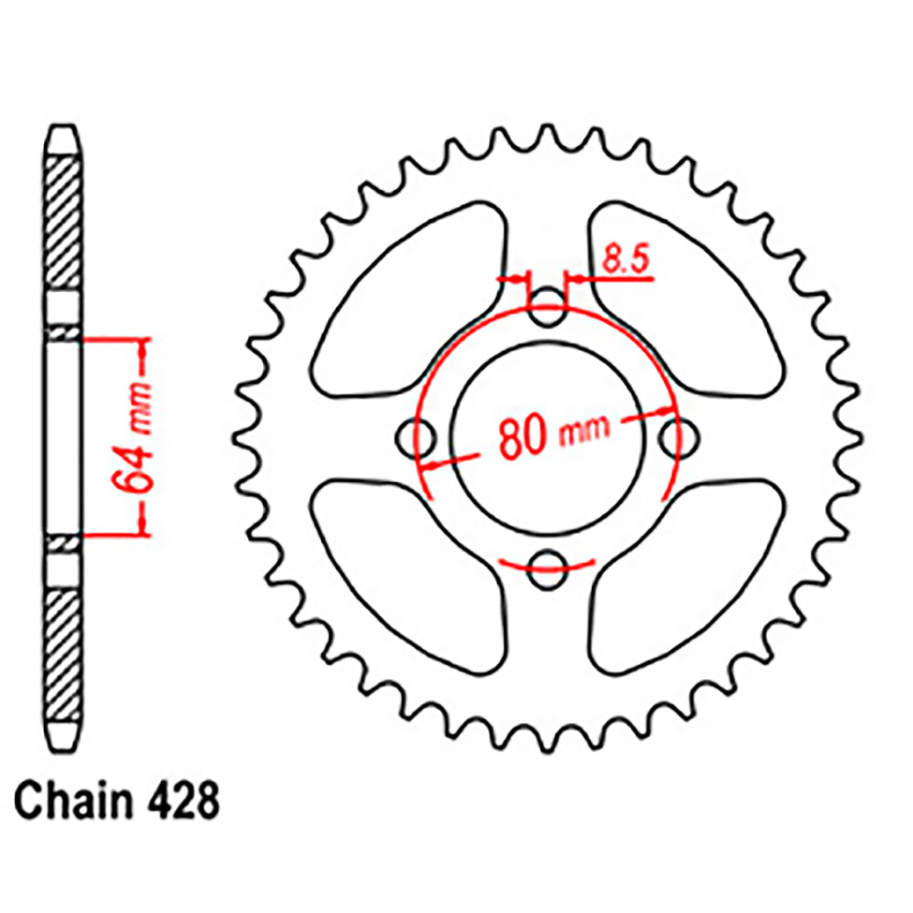 REAR SPROCKET - STEEL 43T 428P