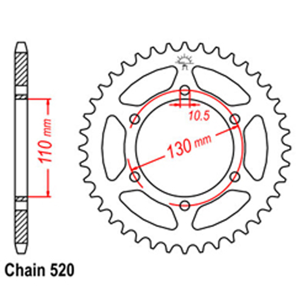 REAR SPROCKET - STEEL 44T 520P