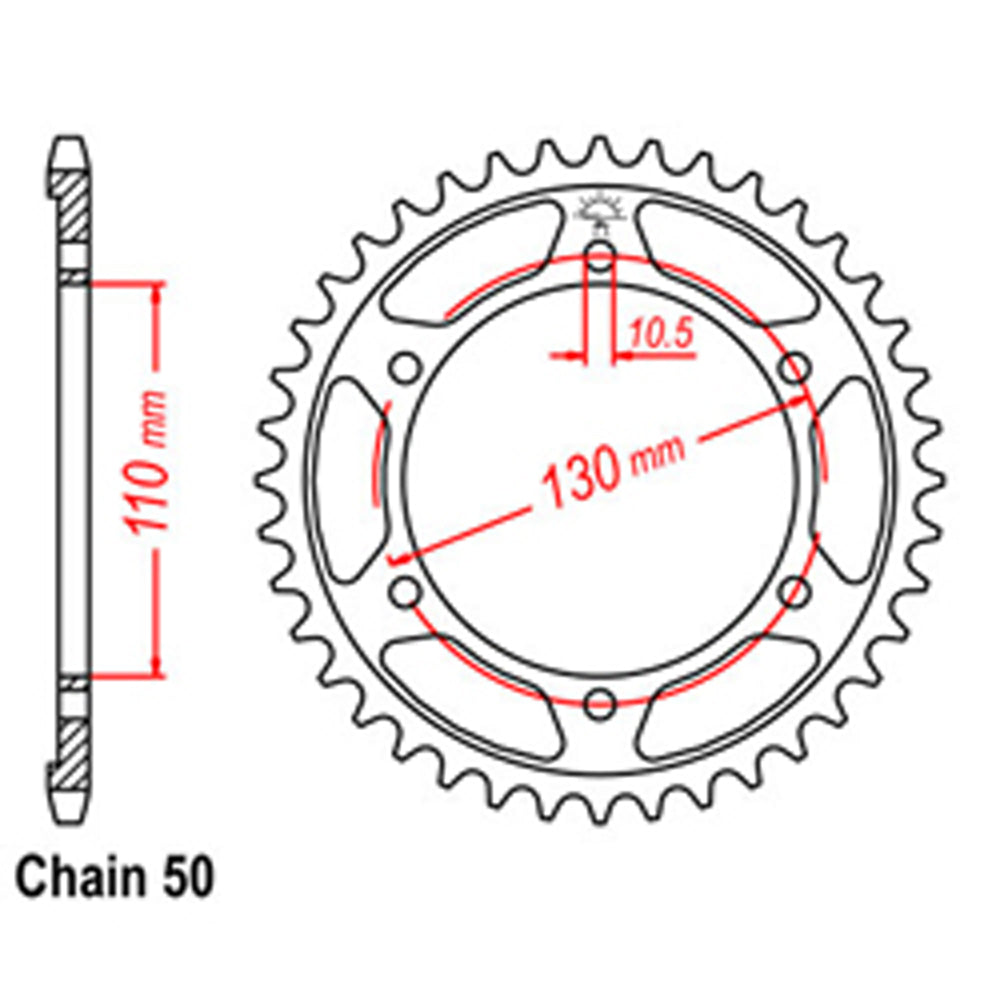 REAR SPROCKET - STEEL 45T 530P