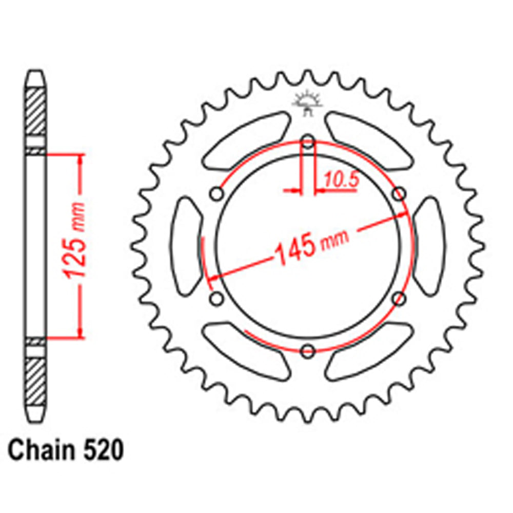 REAR SPROCKET - STEEL 45T 520P