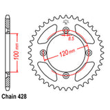 REAR SPROCKET - STEEL 44T 428P